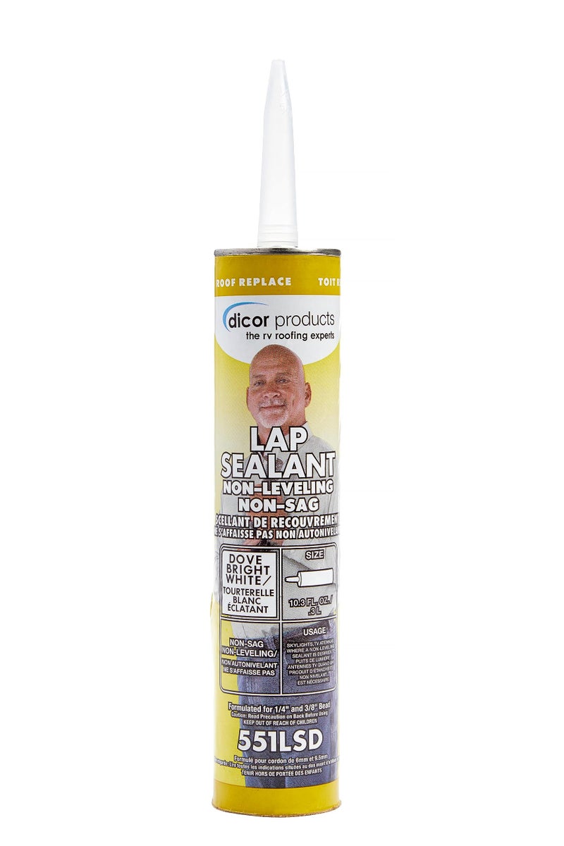 Dicor 551LSD-1 HAPS-Free Non-Leveling Lap Sealant - 10.3 Oz, Dove (Bright White), Secure, Ideal for RV Roofing, Maintenance, Repair, Appliance Application - Image 1